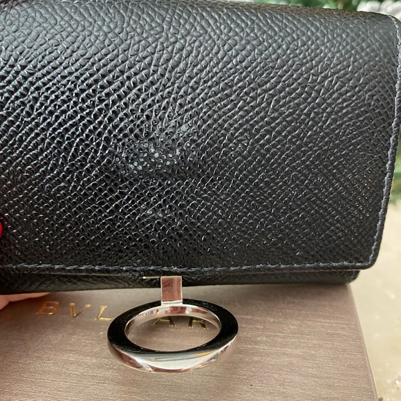 Bvlgari Black Calf Leather Clip Coin Purse NIB - Picture 5 of 9